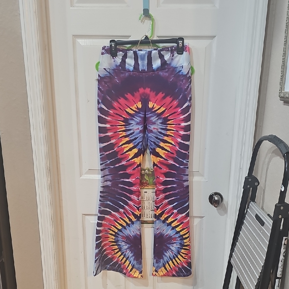 Womens Tye Dye Strech Bell Leggings